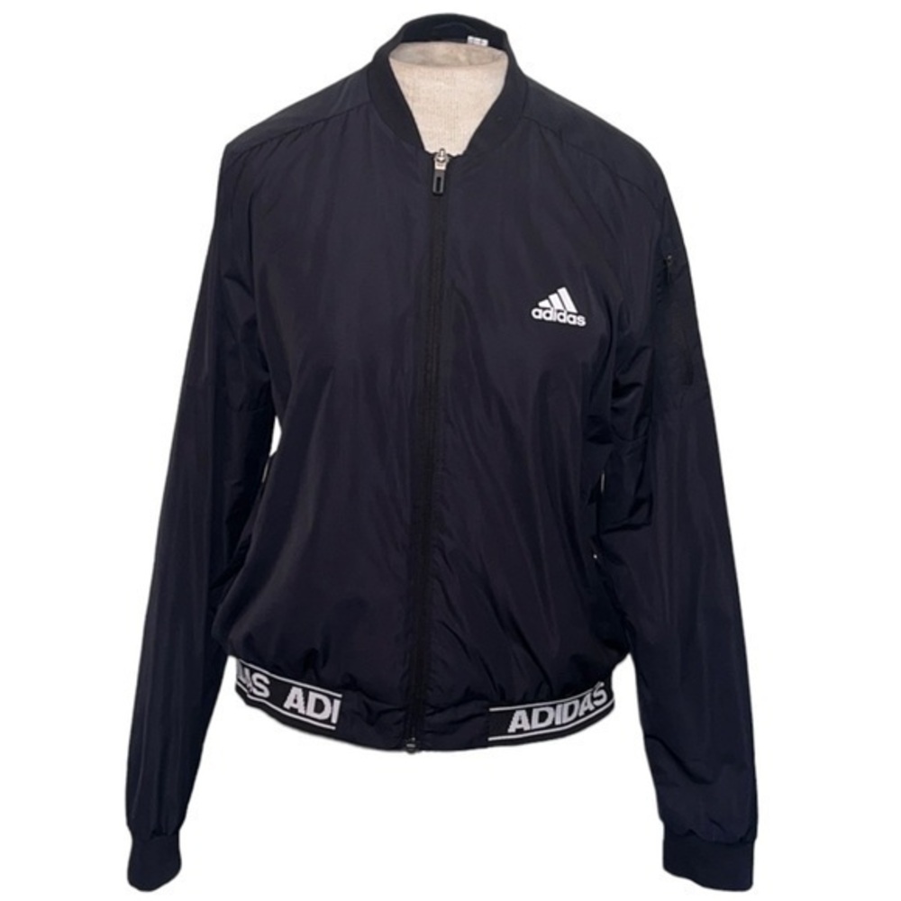 Adidas Full Zip Jacket Fleece Interior Black and White Womens size Medium